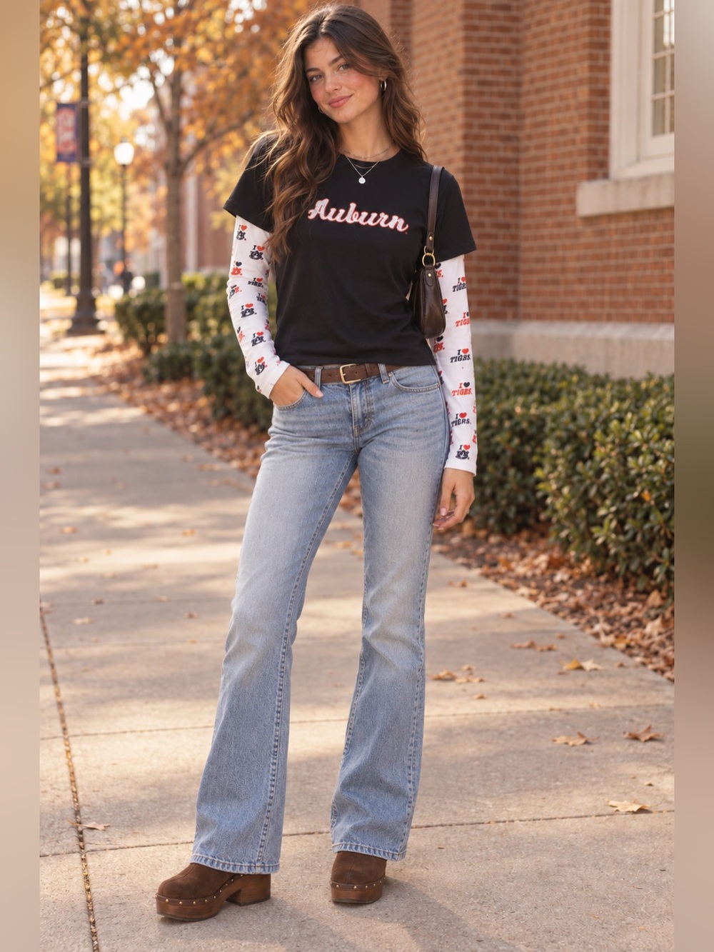 Auburn Tigers Womens T-Shirt Bundle Navy Long Sleeve & Heather Blue Striped L/XL